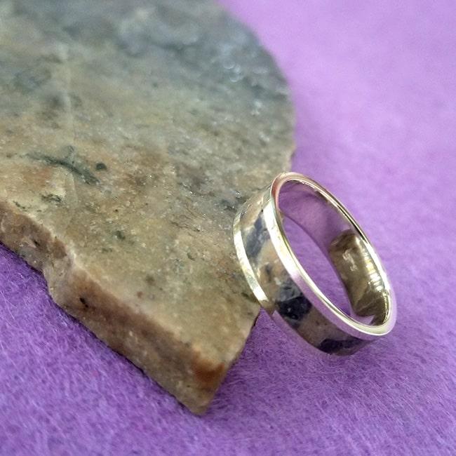 Dumortierite inlay ring with handmade sterling silver core