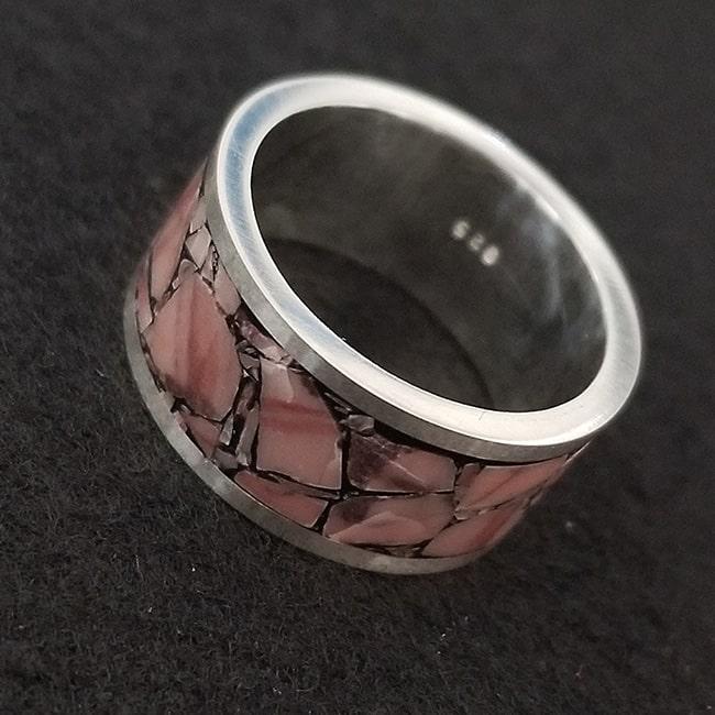Kona Dolomite inlay ring with sterling silver band