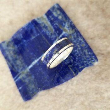 Lapis lazuli inlay ring with sterling silver band