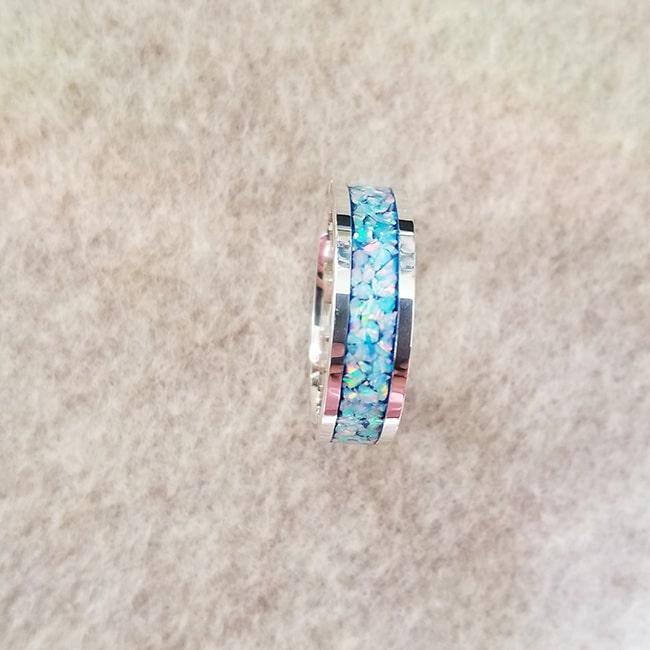 Opal inlay ring in multiple colors with sterling silver band
