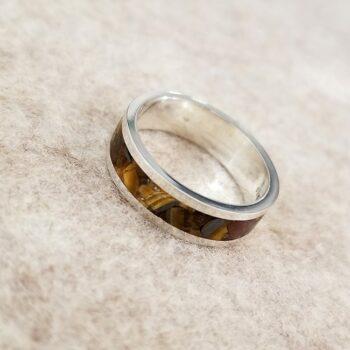Tiger eye inlay ring with sterling silver band