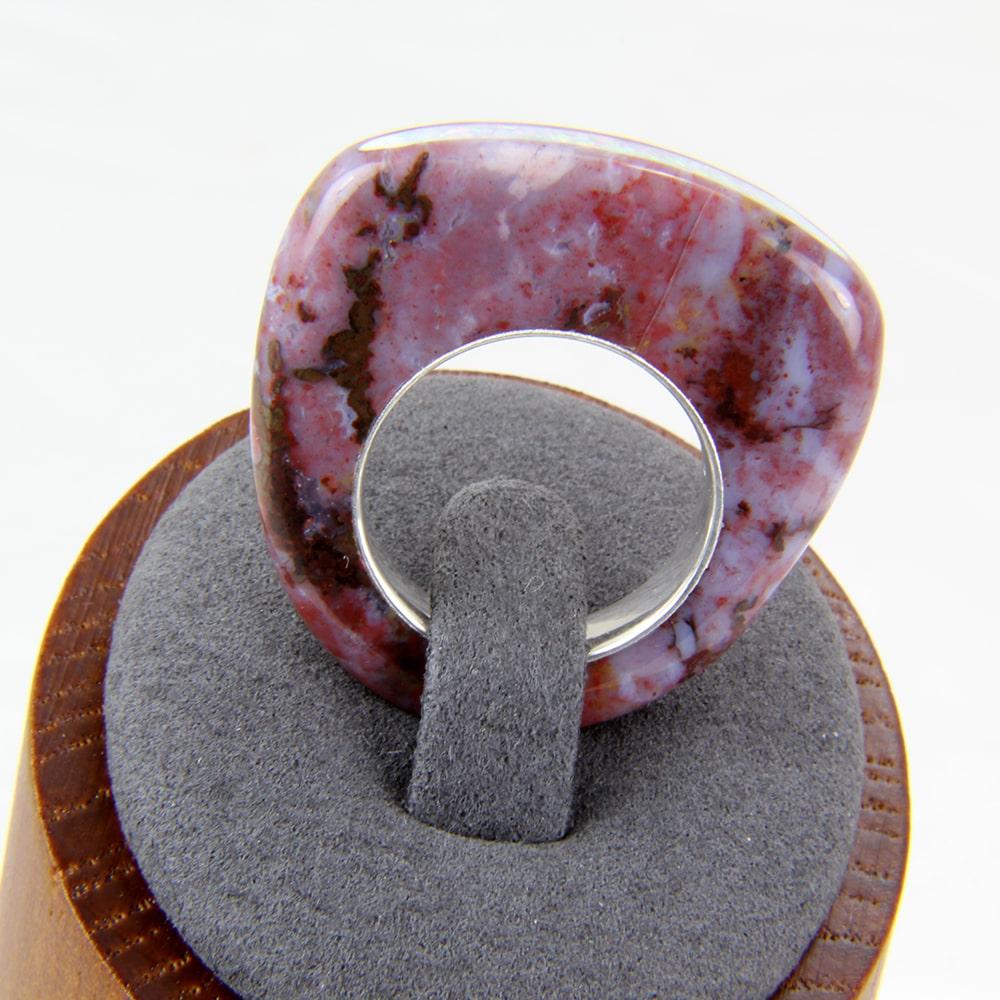 St. Johns Flowering Agate stone ring with opal channel inlay