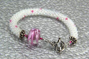 Bead Crochet bracelet with sterling silver toggle clasp