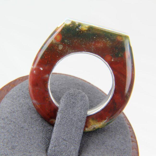 Bloodstone ring with opal inlay