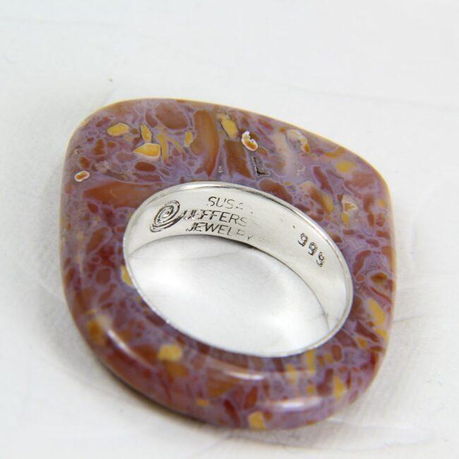Confetti agate opal inlay ring