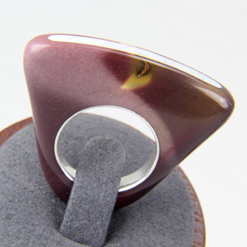 Mookite artisan statement ring with opal inlay