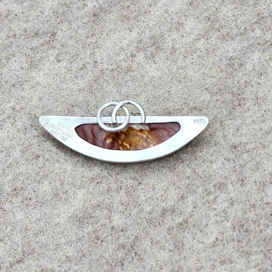 Polychrome jasper mezzaluna-shaped pendant