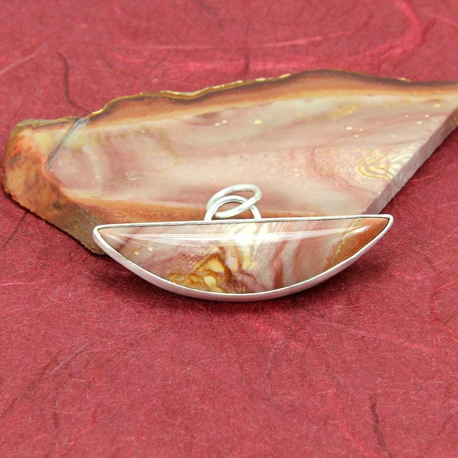 Polychrome jasper mezzaluna-shaped pendant