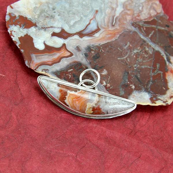 Laguna lace agate mezzaluna stone pendant
