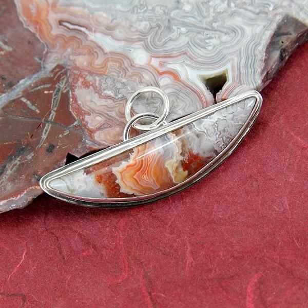 Laguna lace agate mezzaluna stone pendant