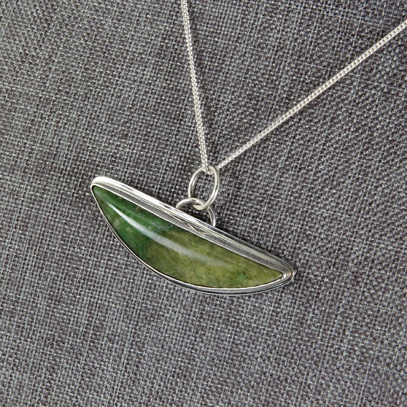 Wyoming Jade mezzaluna stone pendant