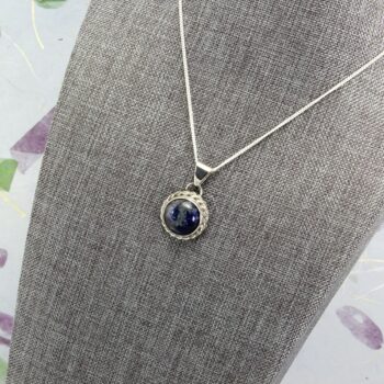 Sterling silver and lapis mini pendant
