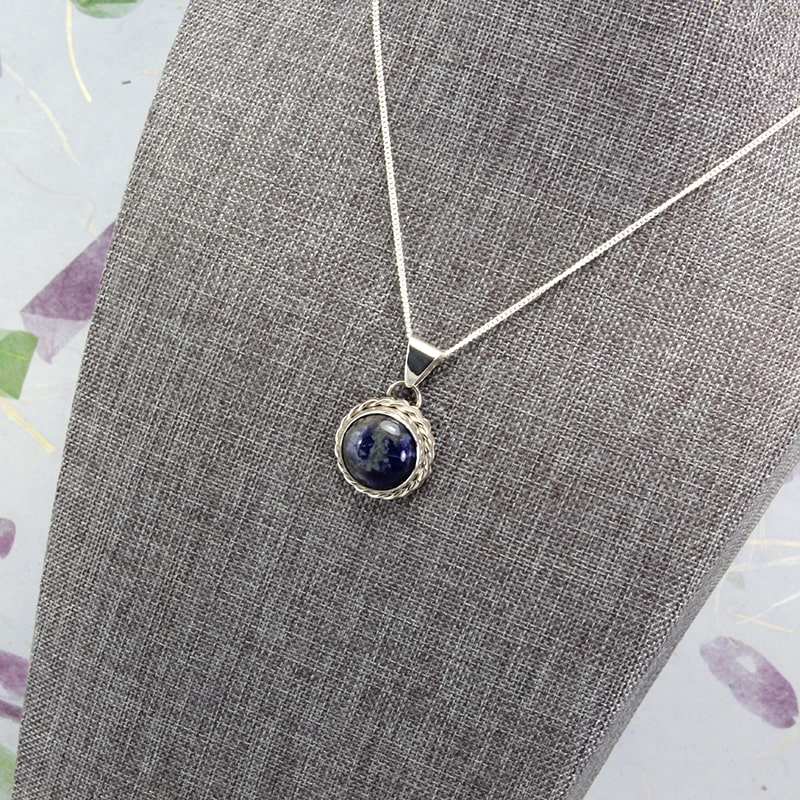 Sterling silver and lapis mini pendant