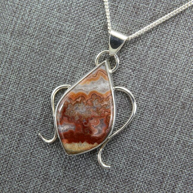 Sterling silver and laguna lace pendant