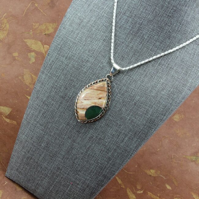 Caldera Paint Jasper and Green Chalcedony intarsia pendant