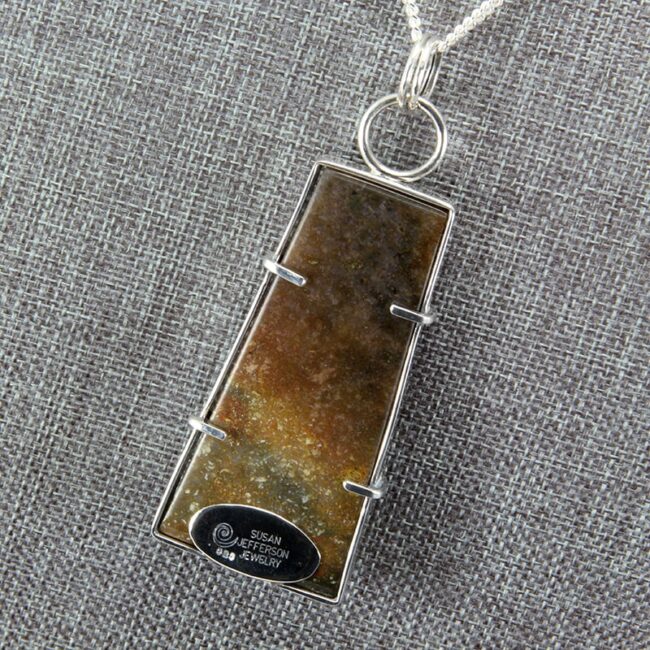 Sterling silver and owyee jasper stone intarsia pendant