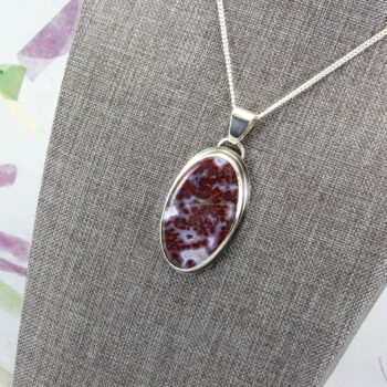 Sterling silver and red lightening agate stone pendant