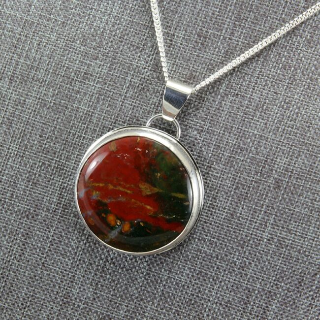 Sterling silver and bloodstone pendant