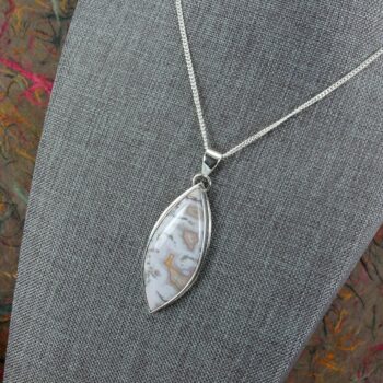 Sterling silver and crazy lace agate stone pendant