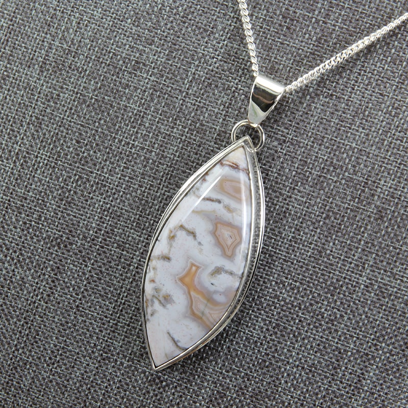 Sterling silver and crazy lace agate stone pendant