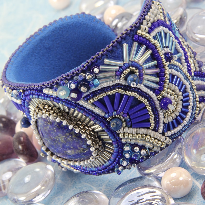 Lapis Lazuli beaded bracelet cuff