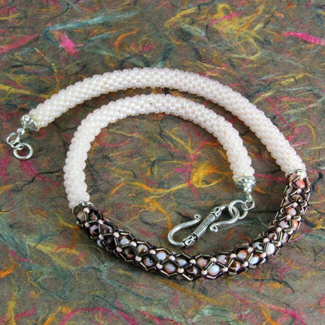 Bead crochet and bead stitched necklace