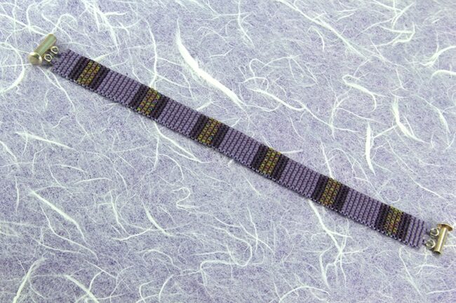Square stitch beaded bracelet with stripe pattern