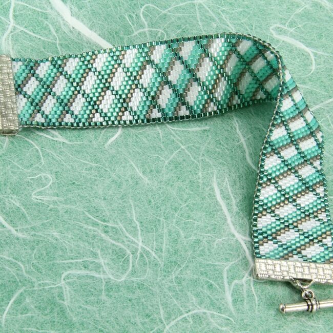 Peyote stitch beaded bracelet with a striped pattern