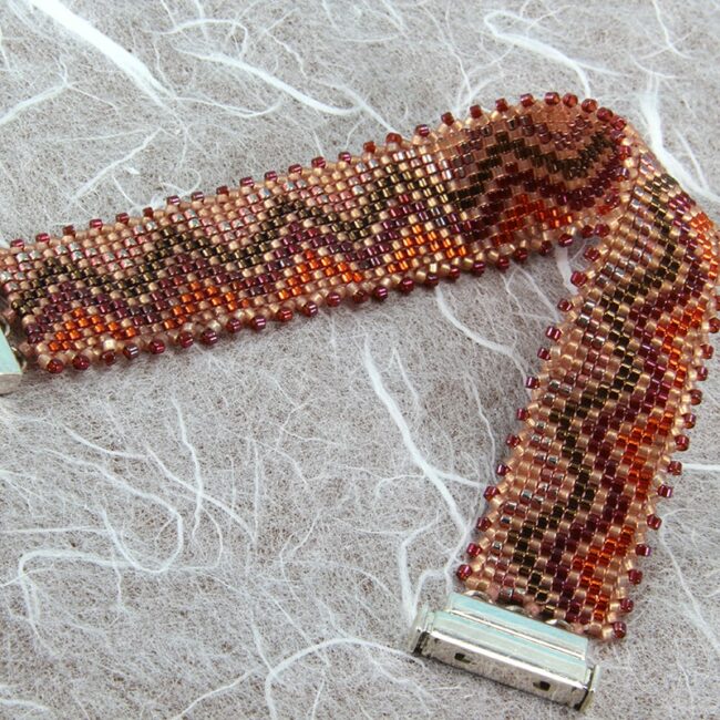 Square stitch beaded bracelet with zig zag pattern
