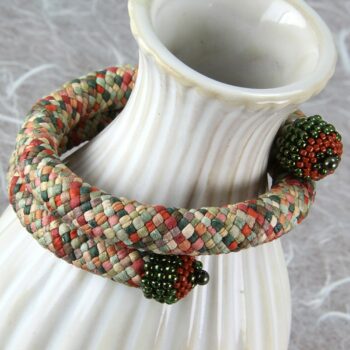 Fall colors kumihimo bracelet with silk strands